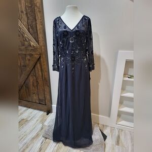 Marina Embellished Maxi Evening Dress NWT Navy Blue size 10